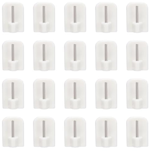 TRKETK 20 Pezzi Ganci Autoadesiva, Bianco Autoadesiva Plastica Ganci Gancetti Adesivi per Tende Senza Trapano Ganci Decorativi per Finestra Ganci per Tende Plastica per Tende Bagno Camera da Letto