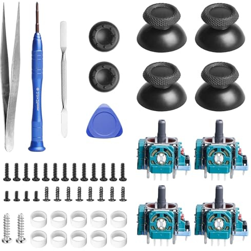 4 stycken halleffektpinnar, ersättning för PS5-kontroller, 3D-analog sensorjoystick modul med 4 stycken tumlock, miniatyrpinne, reparationssats, halleffektpinnar kompatibel med PS5