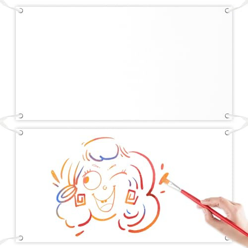 Plstod 2 Pezzo Bandiera Bandierine, DIY Bandiera Personalizzata Bianco, 200x100cm Striscione Personalizzato Premium Portate con Corda 2PCS 6m, Adatto per Feste, Compleanni, Striscione Laurea