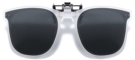 ZEZEZ Barnsolglasögon med Clip-on-funktion, Polariserade S28, UV400-glas med Uppfällbar Lins, Solskydd for Barn 3-12 År, Bärbart Fodral Ingår(Transparent)