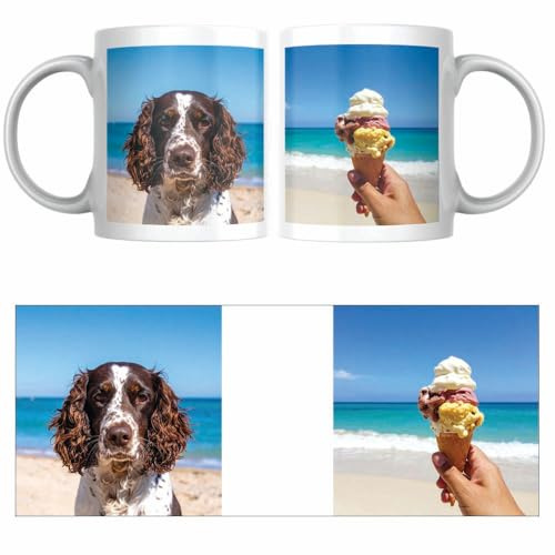 MUGGZ - Personalised Ceramic Mug (11oz) with Photo - Personalise with a 2 Photo/Logo Collage (Portrait) - Novelty Custom Gift for Family, Birthday, Anniversary, Mum, Dad, Corporate Business