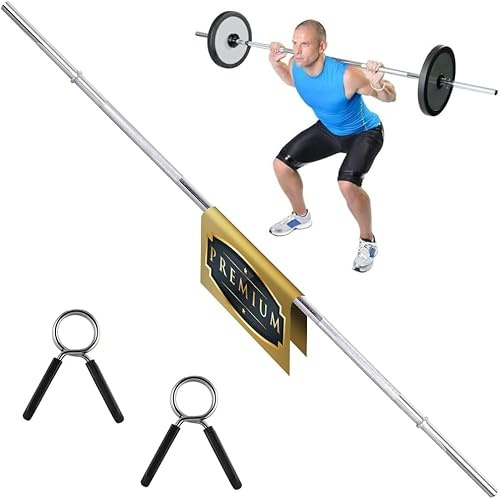 ManiBoom Barra Pesas Ø30mm Recta de 150cm Compatibles con Discos de Ø30/31mm - Barra de Musculacion, Halterofilia para Gimnasio con Cierres de Resorte
