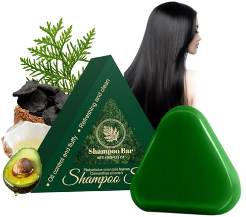 Nature Triangle Shampoo Bar – Plant-Based Solid Seven Green Soap Bar for Hair Growth & Anti-Loss, Gentle Cleansing, Strengthens Hair, Reduces Frizz for Women & Men Green Botanical Formula 120g