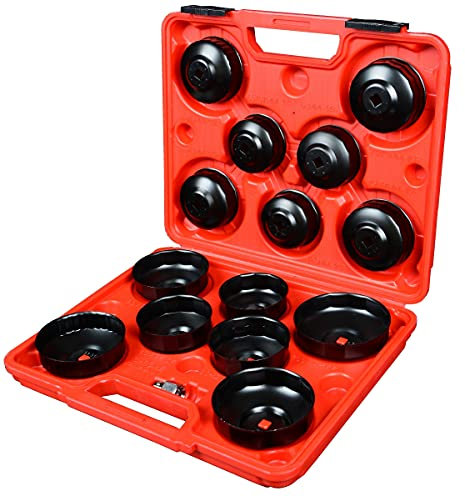 Farys Ölfilterkappen-Satz 14-teilig Ölfilterschlüssel inklusive Adapter im Werkzeugkoffer FR4176