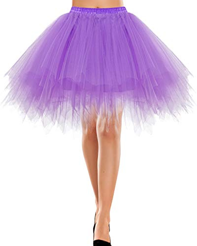 Bbonlinedress Mini tyllkjol för kvinnor 1950-tal, vintage, vuxen, balett, tutu, skater-kjol för cosplayfest, lavendel, M