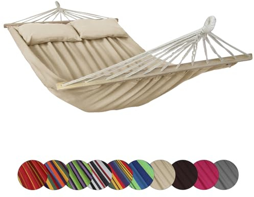 BB Sport Hamaca Colgante Doble Dos Personas 240 x 150 cm Carga 300 kg Jardin Terazza, Color:Playa
