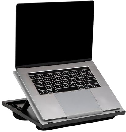 Mind Reader Anchor Collection, scrivania portatile regolabile a 8 posizioni con cuscini integrati, grigio