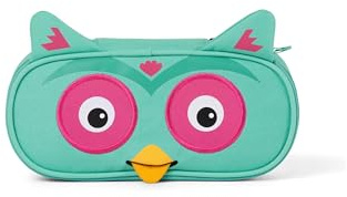 Affenzahn Stiftemäppchen für den Kindergarten, Federmäppchen für Kinder mit Tiermotiv und Ziehzunge, Eule - Türkis