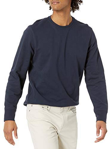 Amazon Essentials Sweat-Shirt À col Rond et Manches Longues, en Tissu Éponge French Terry Léger Homme, Bleu Marine Foncé, L