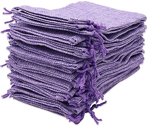 Leeyunbee 30 st 10 x 15 cm jutepåsar, linnepåsar, återanvändbar presentpåse, jutepåsar med dragsko för smycken, födelsedagspresent, jul, bröllop DIY (ljuslila)