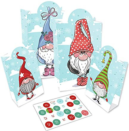 ROTH Adventskalender zum Befüllen - 24 Adventstütchen 'Wichtel' DIY Adventskalender zum selberfüllen