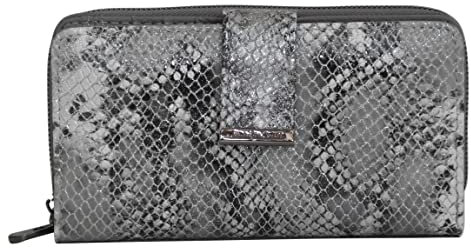 Jennifer Jones XL - Damen Portemonnaie Geldbörse Damenbörse Münzbörse echt-Leder (Grau) - präsentiert von ZMOKA®