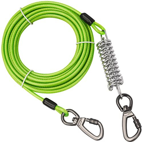 Cable de amarre para perros de primavera, correa larga para perro, corredor de perros para patio, resistente, cadenas de perro para exteriores, correa larga resistente para entrenamiento de perros al