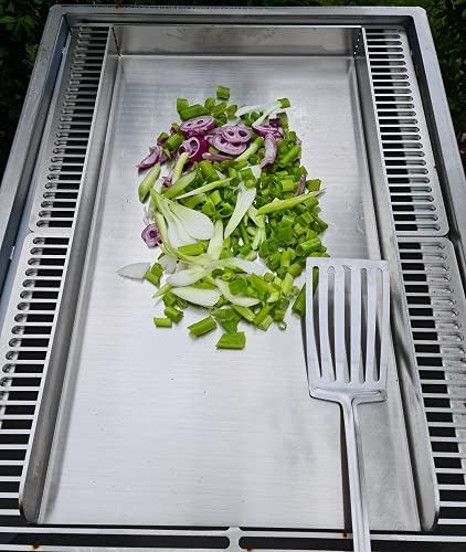 SMOKI Plancha Grillplatta rostfritt stål 30 x 20 cm – 3 mm massiv V2A universell grillpanna för gasgrill, kolgrill och rökugn – rostfri stålplatta BBQ grilltillbehör rostfria, sidohöjd 35 mm