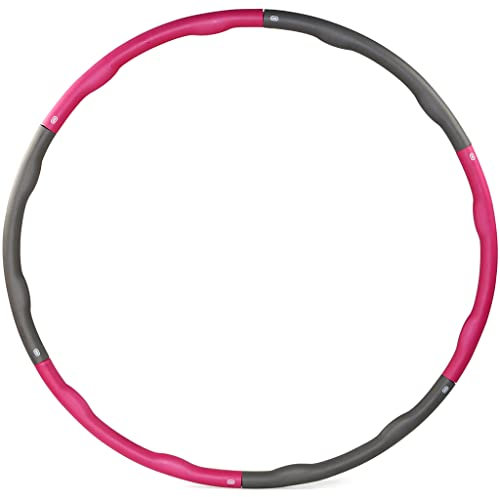 Sporttrend 24® Gymnastikreifen 1,2 kg, 1,5 kg, 1,8 kg | Gewichtsreifen, Bauchmuskeltraining, Fitness, Abnehmbare Segmente (Grau-Pink, 1,8 kg)