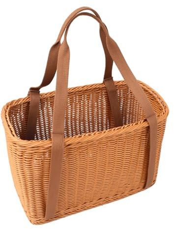 RT&BS Grande Cesto Della Spesa in Vimini con Manici, Cesti per la Raccolta, Cesto per la Raccolta di Frutta Verdura, Cesti Riutilizzabili Intrecciati a Mano per Riporre Oggetti, Picnic, Raccolta (G)