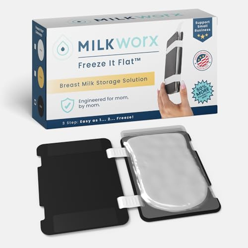 MILKWORX Freeze It - Bolsa plana de almacenamiento de leche materna para congelador, sistema de congelador que ahorra espacio para bolsas de almacenamiento de leche materna, accesorios para