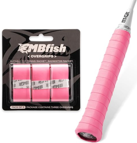 MBFISH Tennis Racket Grip Tape 3 Pack, Racket Grips Soft Racquet Overgrips for Tennis, Pickleball and Badminton - Thickness 0.024in Anti-Slip and Absorbent Tennis Grip Tape Set (Peach Pink)