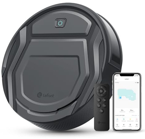 Lefant M210P Grey Robot Vacuum Cleaner Remote Control, Small Robot Robotic Vacuum 7.8cm Thin 28cm DIA, 2200 Pa Suction, Alexa Voice Control Self-Charging Robotic Vacuum Ideal for Pet Hair Hard Floor
