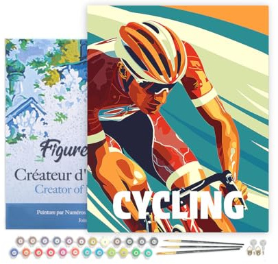 Figured'Art Peinture par Numéro Adulte avec Cadre Affiche sportive Cyclisme - Activité Manuelle Kit de Loisir Créatif DIY Numéro d'Art Complet - 40x50cm toile tendue sur châssis
