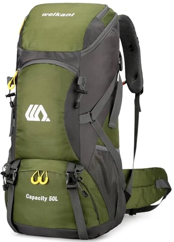 Ezmina 50L Hiking Backpack Waterproof Camping Backpack Hiking Daypack Travelling Backpack for Men and Women Large Rucksack for Climbing Travel Touring Skiing Trekking Outdoor Sport