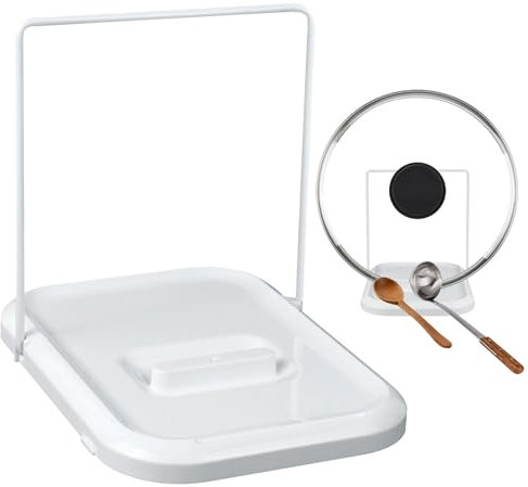 Porta Coperchi Pentole, Coperchio e Poggia Cucchiaio, Supporto per Cucchiaio da Cucina, Porta Coperchi Pentole, Vassoio Per Coperchio Della Pentola per Coperchi, Cucchiai e Altri Utensili da Cucina