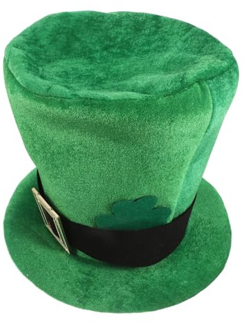 EPIGEIST Cappello a Cilindro Verde Trifoglio per Costume di San Patrizio da Uomo, Accessorio per Festa Irlandese con Fascia Folletto, Cappello da Leprechaun per Carnevale e Celebrazioni