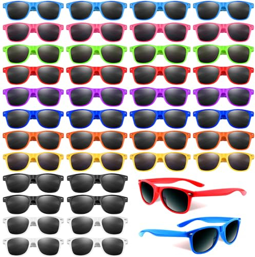 BOUBONI Lunettes de soleil rétro en vrac pour enfants - Cadeaux de fête pour mariage, plage, été, piscine, fête (40, couleurs mélangées A)