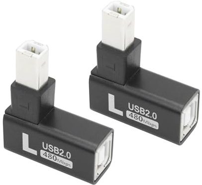 Aurorapath 90 Degree USB B 2.0 Printer Adapter, Left Angle USB Type B Male to Female Connector MIDI Extender, Aluminium Hull, for Printer Scanner Electric Piano and More Devices