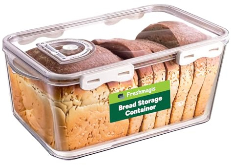 Freshmagis Boite a Pain de Mie avec Couvercle – Idéale pour Pain Maison, Bagels et Pâtisseries. Parfait pour les Amateurs de Boulangerie.