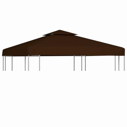 Mokuyary Reservöverdrag för trädgårdspaviljong ersättningsöverdrag för paviljongtak antik lusthus markis 2 nivåer brun 310 g/m² 3 x 3 m