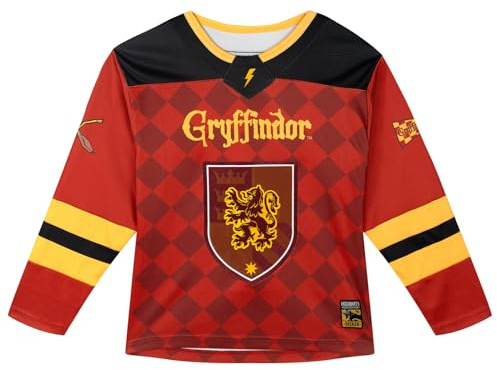 Harry Potter Big Boys Mesh Hockey Jersey Long Sleeve T-Shirt Maroon/Yellow Black 18-20