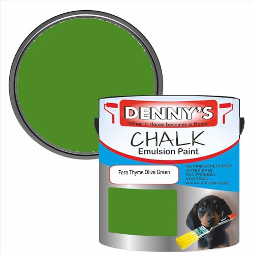 SCOOBYS PAINTS BACK IN THE MIX Chalk Emulsion Matt Paint, Water-Based, No Primer Required, For Walls and Furniture Green, (Fern Thyme Olive Green, 250Ml Tin)