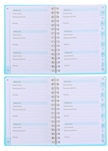 Alipis Lot de 2 Carnets de Mots de Passe A6 à Onglets Alphabétiques, Format Poche, Couverture Pp Bleu Ciel, Reliure Spirale, Carnet de Connexion Compact pour Bureau et Voyage, Cahier