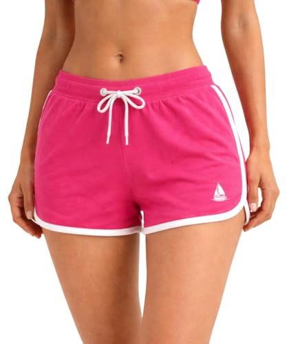 NavyBlue Yacht Pantaloncini Donna Estivi in Cotone 100% - Shorts Corti Sportivi in Morbido Cotone – Bermuda Basic, Casual, Jogging, Mare – SXXL - (IT, Testo, XL, Regular, Regular, D5 Fucsia)