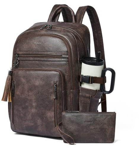 Shrrie 28L flygplanskabinväska, handbagage, under sätet, bärbar 17-tums ryggsäck med USB-port, affärs- och vardagsväska, perfekt för resor och skola, Brun