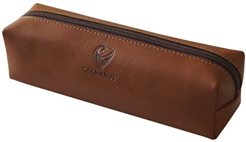 GERMANUS Trousse à Crayons, Cuir, Brun - Fabriquée en UE