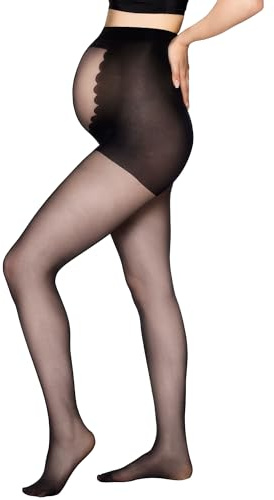 Vogue Collant premaman 20 denari, con vestibilità 3D, comodi collant per la gravidanza in poliammide riciclata, collant trasparenti per gravidanza, Nero (1210 Black), 36-40