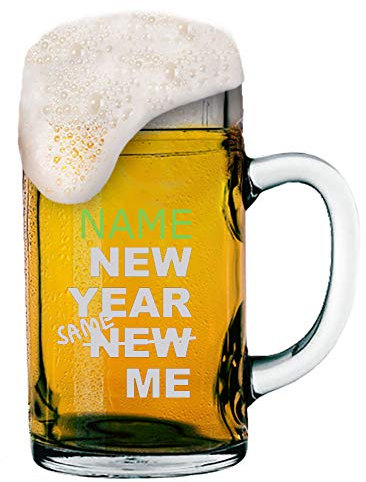 Meinglas - Boccale da Birra con Logo e Nome della Vostra Scelta, 1 l New Year Same Me
