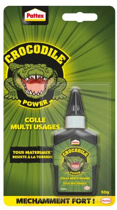 Pattex Crocodile Power | Colle Multi-Usages (50 g) – Transparente pour toutes conditions – Forte tous matériaux même flexibles – Universelle puissante