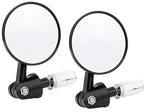 Tiiyee Motorcycle Mirrors, Motorbike Bar End Mirrors Wide Angle Modified Folding Handlebar Rearview Mirror Shockproof Convex Round Bar End Mirrors for Most Moto Street Bike Scooter Replacement Parts