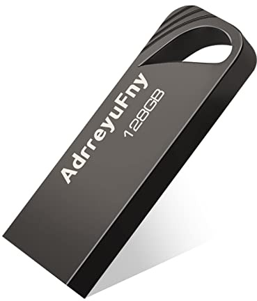 AdrreyuFny USB Memory Stick 128GB, USB Flash Drive 2.0 Pendrive 128GB Metal Waterproof USB Thumb Drive USB Key for Computer, Tablet, PC (Grey)