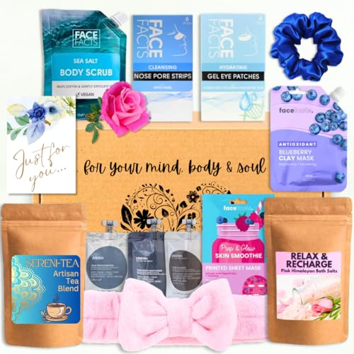 DELUXE Coffret Cadeau Femme, Coffret de Bain et de Soins, Cadeau Spa Femme, Cadeau pour Elle, Fête des Mères, Noël, Anniversaire - Bleu/Violet