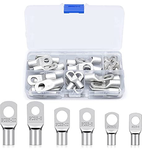 LEZED Terminales de Alambre de Cobre Estañado 30PCS Terminales Bateria Terminales Electricos Terminales de Anillo de Cobre Terminal de Cable de Tubo Terminales de anillo SC,16mm²25mm² 35mm²M8 M10