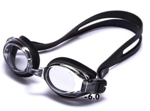 Premium Optical Swimming Goggle - with choice of Silver Mirror or Grey Tinted Lens (Light Grey Lens. Minus 6.0)