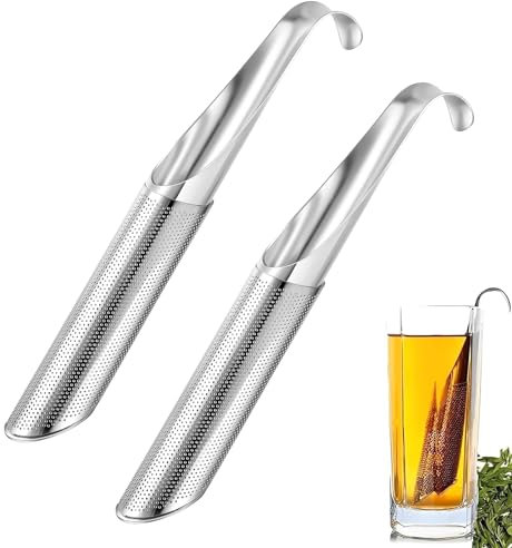 Infusore per Tisane,Riutilizzabile Filtri per Tè,2pcs Lungo Colino per Tè in Rete,Filtro The Infusione,Colino da tè in acciaio inox con Gancio per Tè Sfuso,Spezie,Rosa,Perfetto da Appendere alla Tazza