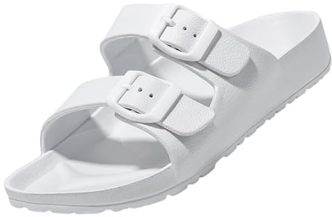 BEMGNAR Mens Lightweight Comfort Slides Double Buckle Slip-on Adjustable EVA Orthopedic Flat Sandals