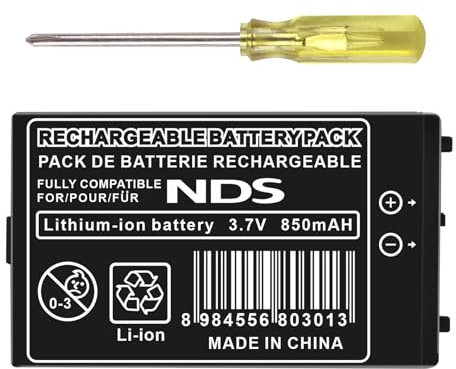 FLSTOR Battery for Nintendo NDS, 850mAh Rechargeable Lithium-ion Inner Battery for Nintendo DS NDS NTR-001 NTR-003 with Tool