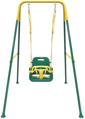 Multifunctional Toddler Swing, Foldable Baby Swing Outdoor & Indoor Use, Easily Installable and Storable （Green）