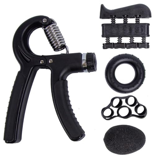Liooce Set di 5 Allenatori per Dita e avambracci, con Forza di Presa Regolabile, attrezzo per allenare Le Dita, Finger Stretcher(Nero)